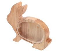 SOPOTUTU Wooden Rabbit Piggy Bank Natural Wood Coin Bank Animal-shaped Money Saving Box Creative Gift for Develop Financial Skills Home Decoration