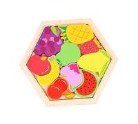 SOPOTUTU Wooden Shape Matching Puzzle for Ages Educational Puzzle for Fine Motor Skills and Logical Thinking Development Bright Non-fading Colors Fruit Animal Design