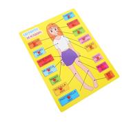 SOPOTUTU Wooden Spanish Language Human Body Puzzle for Cognitive Body Parts Teaching Board Lightweight Montessori Educational Matching for Early Learning