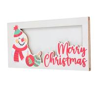 SOPOTUTU Wooden Xmas Cash Holder with Card Slots Portable Snowman Money Organizer Compact Holiday Wallet for Women Xmas Tabletop Decoration Party Favor