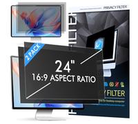 SOPPY 2 Pack 24 Inch Computer Privacy Filter, Removable Privacy Screen Protector, Anti Blue Light, Anti-Glare, Fits 24" Widescreen Monitor 16:9, HP, Dell, Acer, Lenovo, Asus