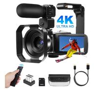 SOPPY 4K Digital Camcorder 48MP 60FPS WiFi IR Night Vision 18X Zoom, 3.0 Inch Flip Screen Vlogging Camera with Remote Control, 2 Batteries & 64GB SD Card, Black