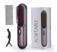 SOPPY 9000mAh USB Rechargeable Cordless Negative Ion Hair Straightener Brush - 25s Fast Heating Hot Comb with 11 Adjustable Temperature Settings (120°F-220°F) for All Hair Types, Black