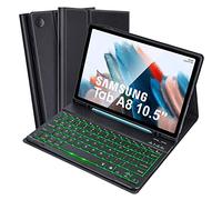 SOPPY Backlit Keyboard Case for Samsung Galaxy Tab A8 10.5 inch, UK Layout, Built-in S Pen Holder, Slim Cover with Detachable Keyboard for Samsung Tab A8 10.5" 2022 (SM-X200/ X205 /X207), Black
