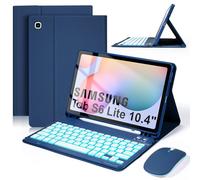 SOPPY Backlit Keyboard Case with Mouse for Samsung Tab S6 Lite 10.4 inch 2024/2022/2020, 7-Color Backlight, Built-in S Pen Holder, Slim Cover with Detachable Keyboard for Tab S6 Lite, Dark Blue