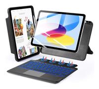 SOPPY Backlit Keyboard Case with Trackpad for iPad 10th Gen/A16 11th Gen 2025, Ultralight Case with Detachable Keyboard for iPad, 7-Color Backlight, Vertically/Horizontally Flexible Use, UK Layout