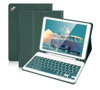 SOPPY Bluetooth Keyboard Case for iPad 6th 2018/5th Gen 2017, iPad Pro 9.7, iPad Air 1/Air 2, Detachable Wireless Keyboard with Pencil Holder, Slim Protective Cover, USB-C Rechargeable, Dark Green