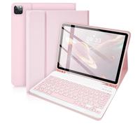 SOPPY Bluetooth Keyboard Case for iPad Air 2025 M3/2024 M2 11 inch, Air 5/4 10.9 inch, Pro 11" 4/3/2/1, Detachable Keyboard Cover, with Built-in Pencil Slot, Pink