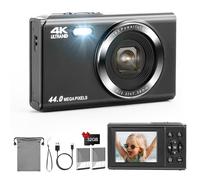 SOPPY Digital Camera with FHD 1080P, 44MP & 16X Zoom, 2.4" LCD, Mini Vlogging Camera for Beginners (Black)