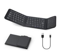 SOPPY Foldable Wireless Keyboards with Numeric Touchpad, Rechargeable Portable Tri-Folding Keyboard, Mini Bluetooth Travel Keyboard for Mac, iOS, Android, Windows, PC, Tablet, Laptop, Smartphone