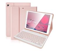 SOPPY Keyboard Case for iPad 9.7 inch, Detachable Bluetooth Keyboard for iPad 6th Generation,iPad 5th Generation, iPad Pro 9.7 inch, iPad Air 2/1, with Auto Wake/Sleep & Built-in Pencil Slot- Pink-US