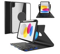 SOPPY Keyboard Case for New iPad 11th Gen. (A16) 11-inch 2025, 10th Generation 10.9 inch 2022, Magnetic Detachable Keyboard Cover with Pencil Holder, Rotatable Keyboard Case (Black)