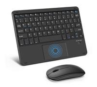 SOPPY Portable Bluetooth Keyboard with Touchpad and Mouse, Rechargeable Mini Keyboard, Wireless Keyboards for iPad Air/Pro/Tablets/Android/iOS/Windows, UK Layout (Black)