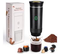 SOPPY Portable Espresso Coffee Machine, Capsule Coffee Maker with Self-Heating Tech, Compatible with Big/Small Capsule, Coffee Powder, Compact Design for Camping, Travel, Office & Home Use (Black)