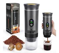 SOPPY Portable Espresso Coffee Machine, Capsule Coffee Maker with Self-Heating Tech, Compatible with Big/Small Capsule, Coffee Powder, Compact Design for Camping, Travel, Office & Home Use (Grey)