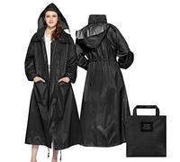 SOPPY Rain Coats for Women, Long Waterproof Coat Windproof Raincoat Lightweight Poncho Quick Dry Long Rain Jacket Hooded Raincoat for Women Free Size - Black