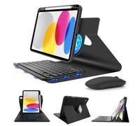 SOPPY Rotatable Keyboard Case with Mouse for iPad 11th Gen 11-inch 2025/iPad 10th Generation 10.9-inch,Magnetically Detachable Keyboard Cover with Pencil Holder (Black)