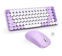 SOPPY Wireless Keyboard and Mouse Combo, Round Keycaps, 85 Keys Retro Typewriter Keyboard, Bluetooth/2.4GHz Modes, Compact & Ergonomic, Compatible with PC/Desktop/Laptop/Windows, US Layout, Purple
