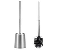 SOPRANNOMIN SUS304 Stainless Steel Toilet Brush and Holder Toilet Brush and Holder TPE Silicone Brush Head Toilet Cleaner for Bowl Bathroom Cleaning Brush Caddy Toilet Brush Silicone Brushed Silver
