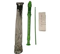 Soprano flute, three-piece recorder for beginners and students, Musical Instruments, with case, cleaning brush, fingering table. (GREEN FLUO TRASP)