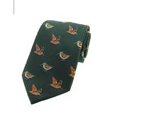 Soprano green woven Silk Tie with Flying and Standing Woodcock covering the tie