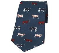 Soprano Navy Multi Breed Of Cows Farming Silk Tie