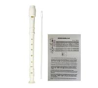 Soprano Recorder 8 Hole Classic German Style Descant Flute Musical Instruments + Cleaning Rod + Instruction for Beginners Kids School Graduation Gift (White)