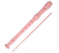 Soprano Recorder Descant Flauta Recorder 8 Hole ABS Clarinet German Style Treble flute C Key with Fingering Chart Instructions with Cleaning Rod Bag pink
