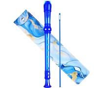 Soprano Recorder for Kids Beginners, German Fingering, C Key, 3 Piece with Cleaning Rod, Bag, Fingering Chart (Crystal Blue)…