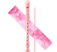 Soprano Recorder Instrument for Kids Beginners Student German Fingering C Key Recorder Instrument 3 Piece with Cleaning Rod and Bag Fingering Chart (Bright pink)