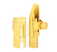 Soprano Sax Mouthpiece with Glossy Gold Plated Finish, Bright and Focused Tone, Practical Metal Cap for Practice