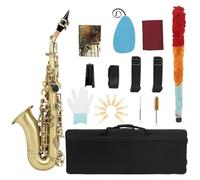 Soprano Saxophone High-pitched in Bb with Brass Body and white Shell Keys for Professional Performance, Beginners, Grading tests