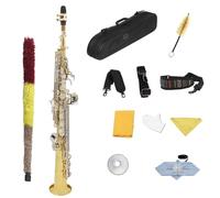 Soprano Saxophone in B flat Silver and Gold Dual-color Straight Pipe Saxophone for Beginners and Professionals