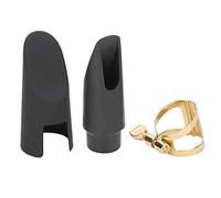 Soprano Saxophone Mouthpiece Kit Cap Ligature Fastener Music Instrument Matte Black Suitable for Professional Players and Students