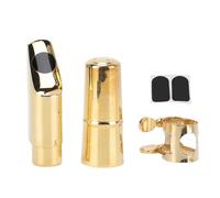 Soprano Saxophone Mouthpiece Set | Brass Mouthpiece for Bright Sound & Fast Playing | Metal Cap/Ligature/Teeth Pad Included | 5# Model for Performance