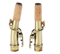 Soprano Saxophone Neck, 2Pcs Brass Metal Straight Curved Sax Neck with Cork Accessory Replacement Set Kit for Soprano Saxophone(Antique Green)