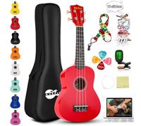 Soprano Ukulele Beginner Kit for Kids Adult Student 21 Inch Ukelele Gig Bag Strap String Songbook Pick Polishing Cloth