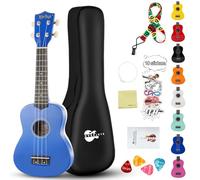 Soprano Ukulele Beginner Kit for Kids Adult Student w/Free Online Lesson 21 Inch Ukelele Gig Bag Strap String Stickers Songbook Pick Polishing Cloth, Rainbow Series Ukalalee(Shinny Blue)