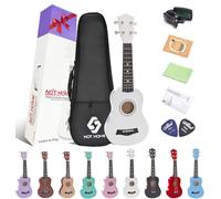 Soprano Ukulele Beginner Pack, 21 Inch Basswood kids Ukuleles Starter Kit with Gig Bag Digital Tuner Spare Strings and Picks. (white)