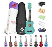 Soprano Ukulele Beginner Pack, 21 Inch Basswood kids Ukuleles Starter Kit with Gig Bag Digital Tuner Spare Strings and Picks. (green)