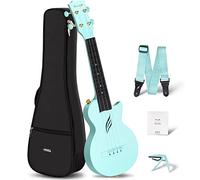 Soprano Ukulele Enya Nova U Mini 21" -Carbon Fiber Travel Ukulele-With Beginner Kit includes Semi-Hard Case, Strap, Capo, and Strings (Blue)