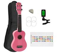 Soprano Ukulele for Beginners in Pink with FREE Uke Bag & Tuner