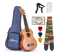 Soprano Ukulele,Horse Mahogany Ukulele for kids Adults Beginners Ukelele Start Kits with 21 Inch Comfortable Thicker Gig Bag Strings Capo Picks