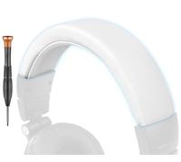 SOPROM Protein Leather Replacement Headstrap Pad Kit for Audio Technica ATH M50, M50X, M50XWH, M50XBT, M50XBT2, M50S/LE Headphones, Easy DIY Installation(White)