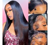 SOPSFR 13x6 Straight Lace Front Wig Human Hair 200% Density Straight Human Hair for Women HD Transparent Lace Straight Wig Pre Plucked 24 Inch