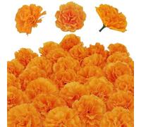 SOPSTUO 20Pcs Marigold Flowers Decoration, Day of The Dead Decorations Artificial Flower Heads for Diwali, Halloween Party DIY Wreaths Crafts