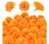 SOPSTUO 20Pcs Marigold Flowers Decoration, Day of The Dead Decorations Artificial Flower Heads for Diwali, Halloween Party DIY Wreaths Crafts
