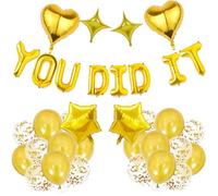 SOPSTUO Congratulations Decorations Set - You Did It Foil Balloons, Well Done Banner Heart Star Latex Balloon Class of 2026 Graduation Party Supplies