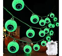 SOPSTUO Halloween Decorations String Lights, 10FT 30LED Halloween Green Eyeball Lights Battery Operated, for Indoor Outdoor Garden Party Decoration