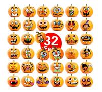 SOPSTUO Halloween Pumpkin Stickers - 32 Halloween Crafts for Kids Pumpkin Decorations Funny and Classic Pumpkin Expressions Stickers Halloween Party Activities Games Supplies Favors Gifts